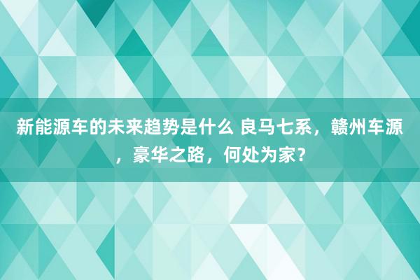 新能源车的未来趋势是什么 良马七系，赣州车源，豪华之路，何处为家？