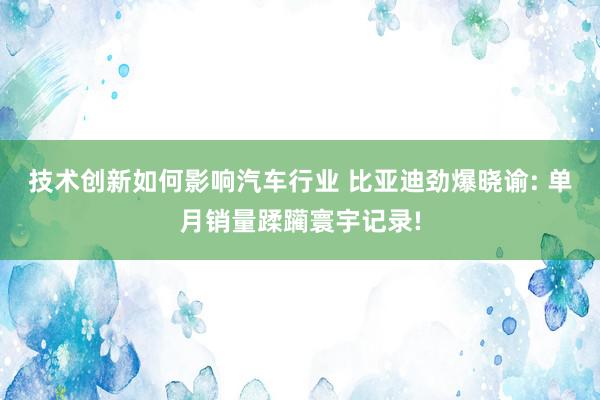 技术创新如何影响汽车行业 比亚迪劲爆晓谕: 单月销量蹂躏寰宇记录!