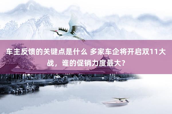 车主反馈的关键点是什么 多家车企将开启双11大战，谁的促销力度最大？