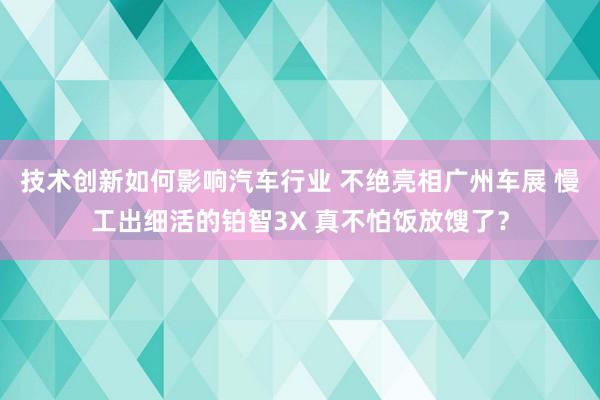 技术创新如何影响汽车行业 不绝亮相广州车展 慢工出细活的铂智3X 真不怕饭放馊了？