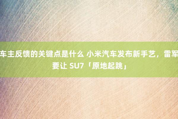 车主反馈的关键点是什么 小米汽车发布新手艺，雷军要让 SU7