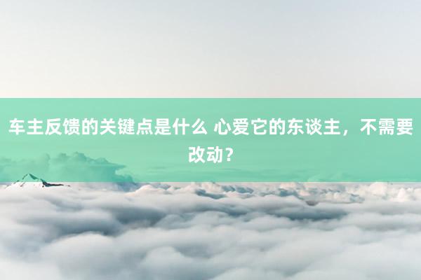 车主反馈的关键点是什么 心爱它的东谈主，不需要改动？