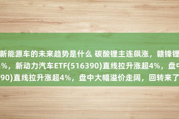 新能源车的未来趋势是什么 碳酸锂主连飙涨，赣锋锂业涨停、宁德时间涨3%，新动力汽车ETF(516390)直线拉升涨超4%，盘中大幅溢价走阔，回转来了？