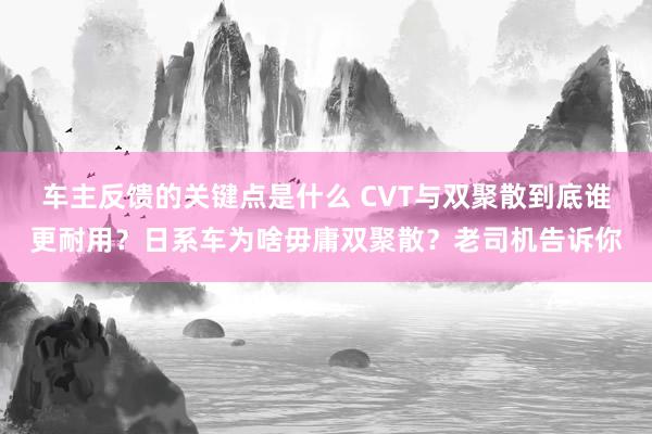 车主反馈的关键点是什么 CVT与双聚散到底谁更耐用？日系车为啥毋庸双聚散？老司机告诉你