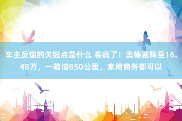 车主反馈的关键点是什么 卷疯了！奥德赛降至16.48万，一箱油850公里，家用商务都可以