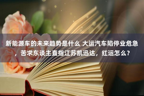 新能源车的未来趋势是什么 大运汽车陷停业危急，苦求东谈主直指江苏凯迅达，红运怎么？