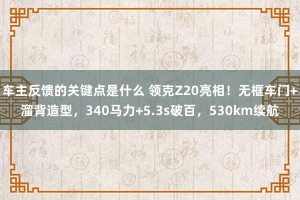 车主反馈的关键点是什么 领克Z20亮相！无框车门+溜背造型，340马力+5.3s破百，530km续航