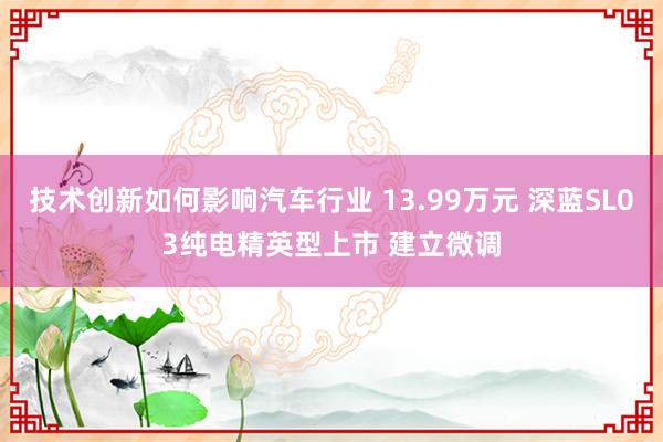 技术创新如何影响汽车行业 13.99万元 深蓝SL03纯电精英型上市 建立微调