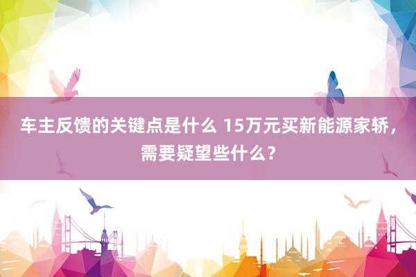 车主反馈的关键点是什么 15万元买新能源家轿，需要疑望些什么