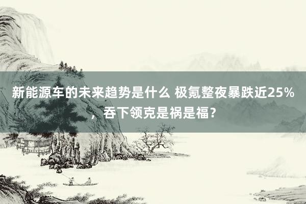 新能源车的未来趋势是什么 极氪整夜暴跌近25%，吞下领克是祸是福？