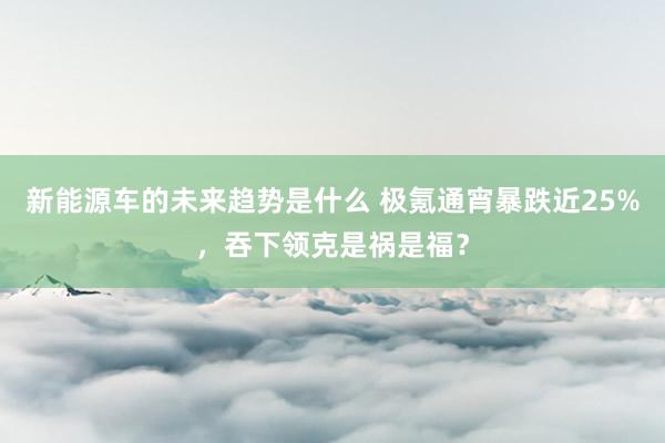 新能源车的未来趋势是什么 极氪通宵暴跌近25%，吞下领克是祸是福？