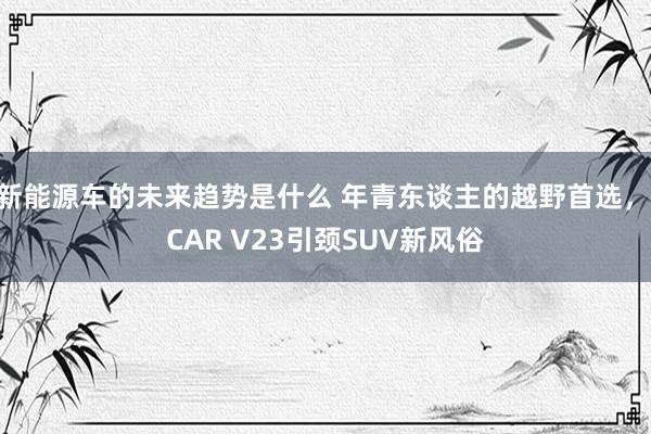 新能源车的未来趋势是什么 年青东谈主的越野首选，iCAR V