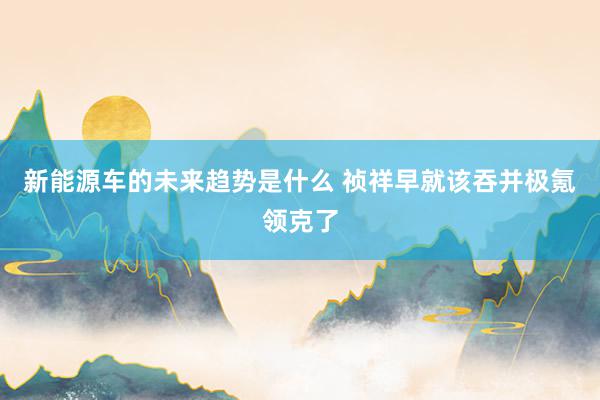 新能源车的未来趋势是什么 祯祥早就该吞并极氪领克了