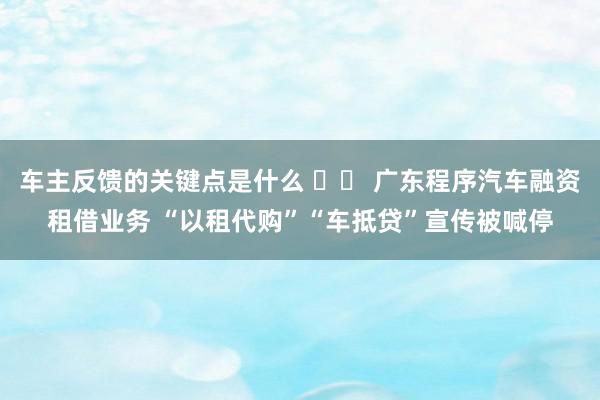 车主反馈的关键点是什么 广东程序汽车融资租借业务 “以