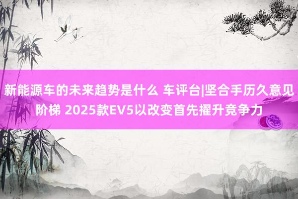 新能源车的未来趋势是什么 车评台|坚合手历久意见阶梯 2025款EV5以改变首先擢升竞争力