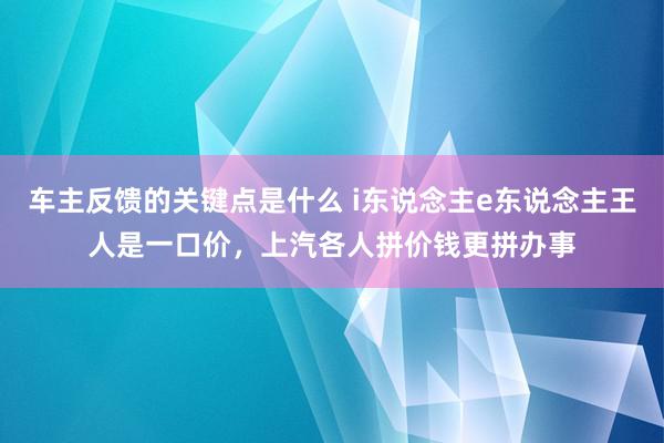 车主反馈的关键点是什么 i东说念主e东说念主王人是一口价，上