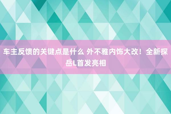 车主反馈的关键点是什么 外不雅内饰大改！全新探岳L首发亮相