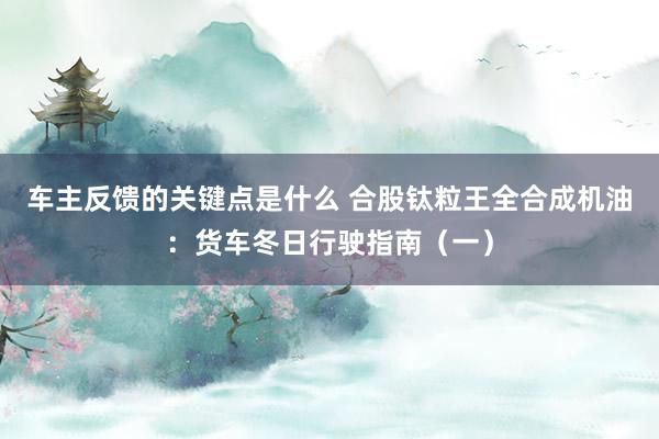 车主反馈的关键点是什么 合股钛粒王全合成机油：货车冬日行驶指