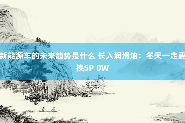 新能源车的未来趋势是什么 长入润滑油：冬天一定要换SP 0W