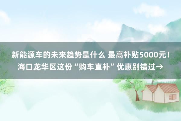 新能源车的未来趋势是什么 最高补贴5000元！海口龙华区这份“购车直补”优惠别错过→