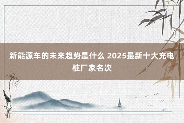 新能源车的未来趋势是什么 2025最新十大充电桩厂家名次