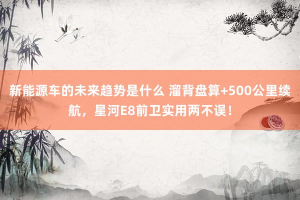 新能源车的未来趋势是什么 溜背盘算+500公里续航，星河E8前卫实用两不误！