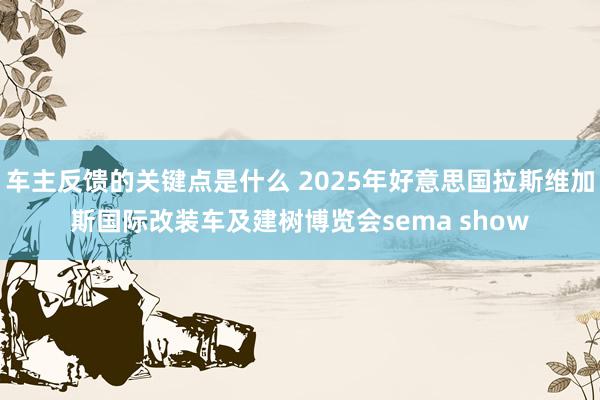 车主反馈的关键点是什么 2025年好意思国拉斯维加斯国际改装车及建树博览会sema show