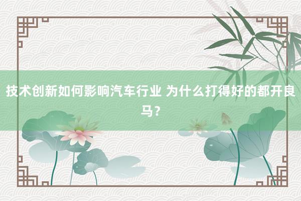 技术创新如何影响汽车行业 为什么打得好的都开良马？