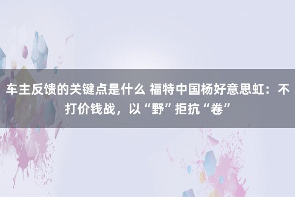 车主反馈的关键点是什么 福特中国杨好意思虹：不打价钱战，以“野”拒抗“卷”