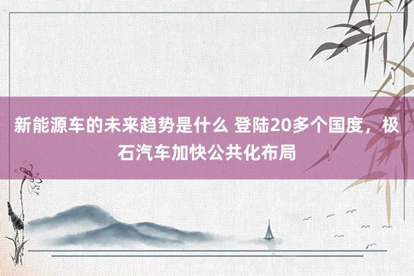 新能源车的未来趋势是什么 登陆20多个国度，极石汽车加快公共化布局