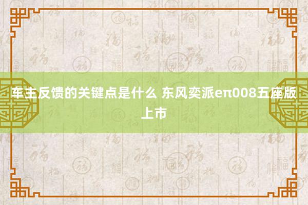 车主反馈的关键点是什么 东风奕派eπ008五座版上市