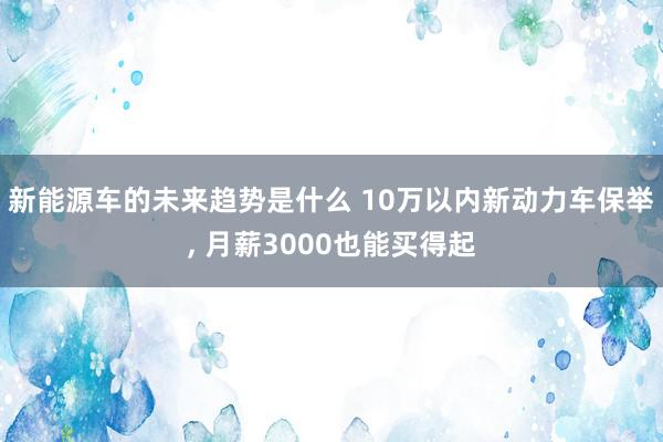 新能源车的未来趋势是什么 10万以内新动力车保举, 月薪30