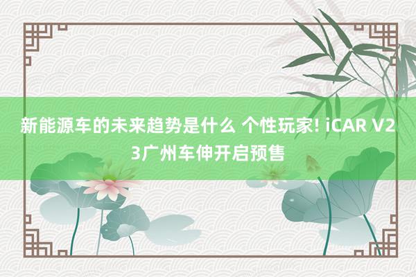 新能源车的未来趋势是什么 个性玩家! iCAR V23广州车伸开启预售