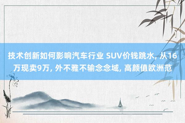 技术创新如何影响汽车行业 SUV价钱跳水, 从16万现卖9万, 外不雅不输念念域, 高颜值欧洲范