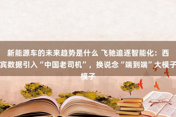 新能源车的未来趋势是什么 飞驰追逐智能化：西宾数据引入“中国老司机”，换说念“端到端”大模子