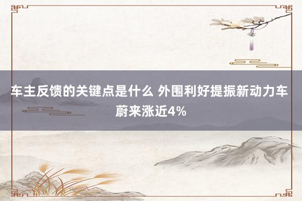 车主反馈的关键点是什么 外围利好提振新动力车 蔚来涨近4%