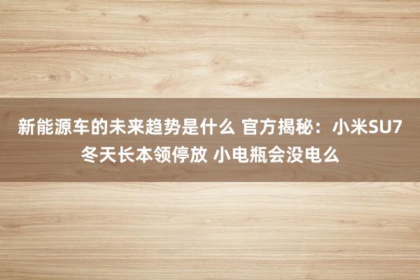 新能源车的未来趋势是什么 官方揭秘：小米SU7冬天长本领停放