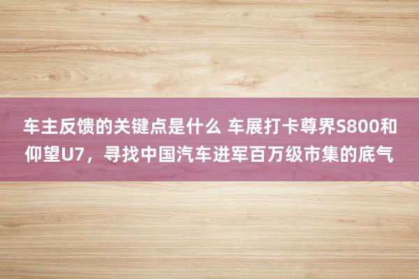 车主反馈的关键点是什么 车展打卡尊界S800和仰望U7，寻找