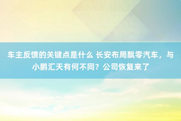 车主反馈的关键点是什么 长安布局飘零汽车，与小鹏汇天有何不同