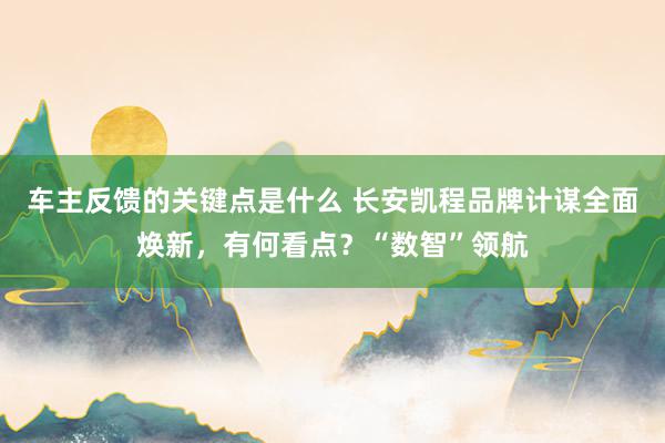 车主反馈的关键点是什么 长安凯程品牌计谋全面焕新，有何看点？“数智”领航